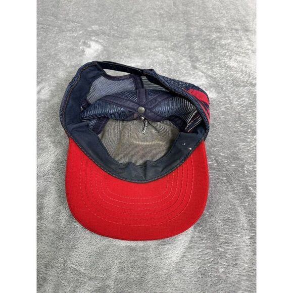 Vintage 80s 3 Stripe Trucker Adjustable SnapBack Hat Blue - Picture 5 of 8